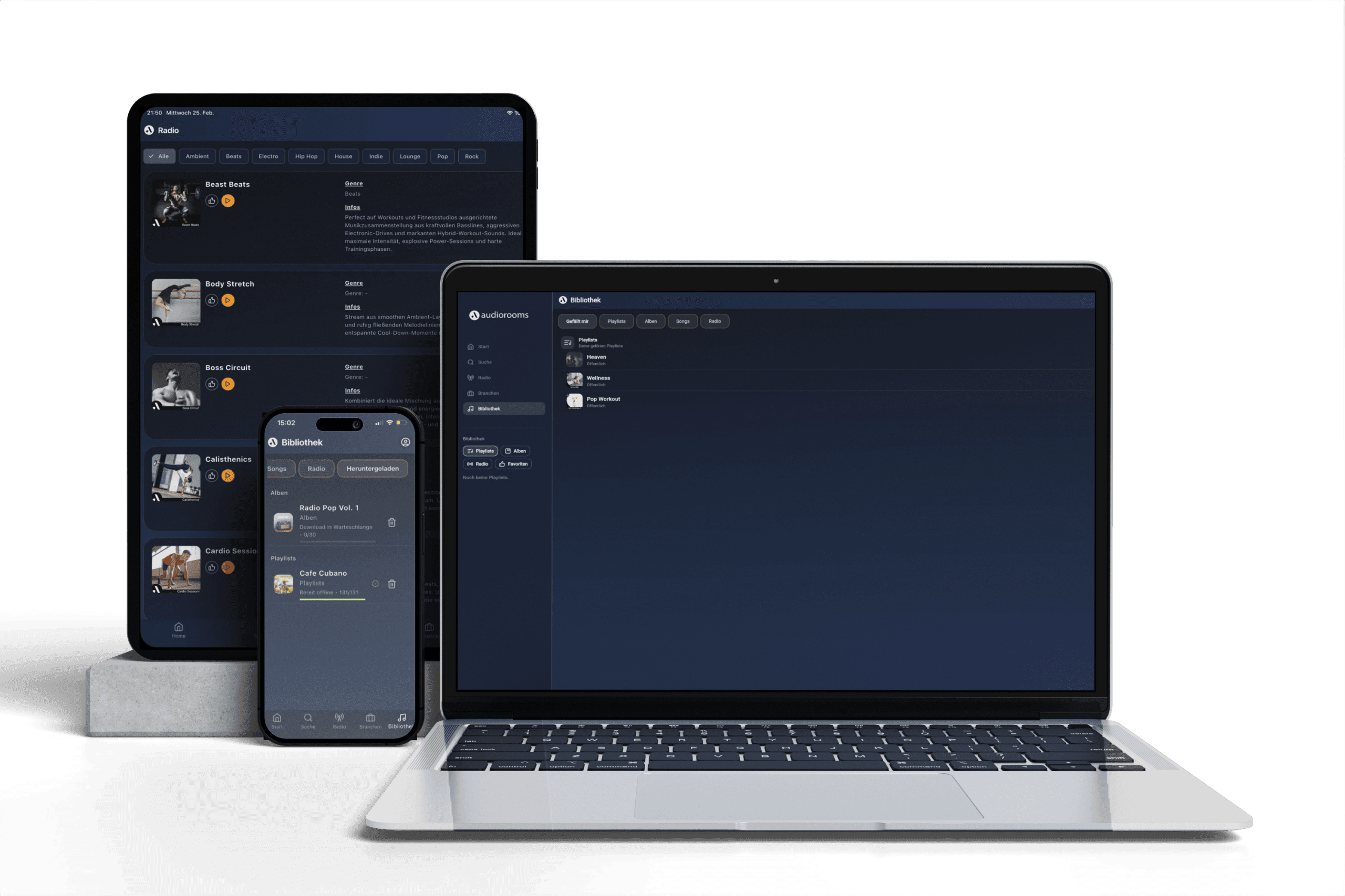 Player-Steuerung in der audiorooms App