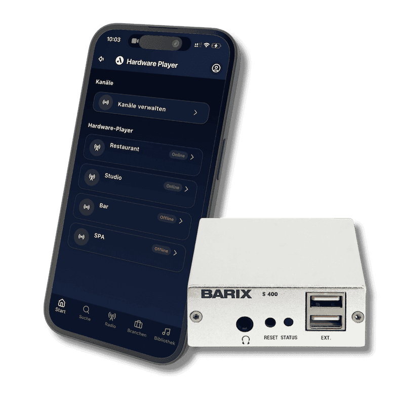 audiorooms App mit Barix Streaming Box